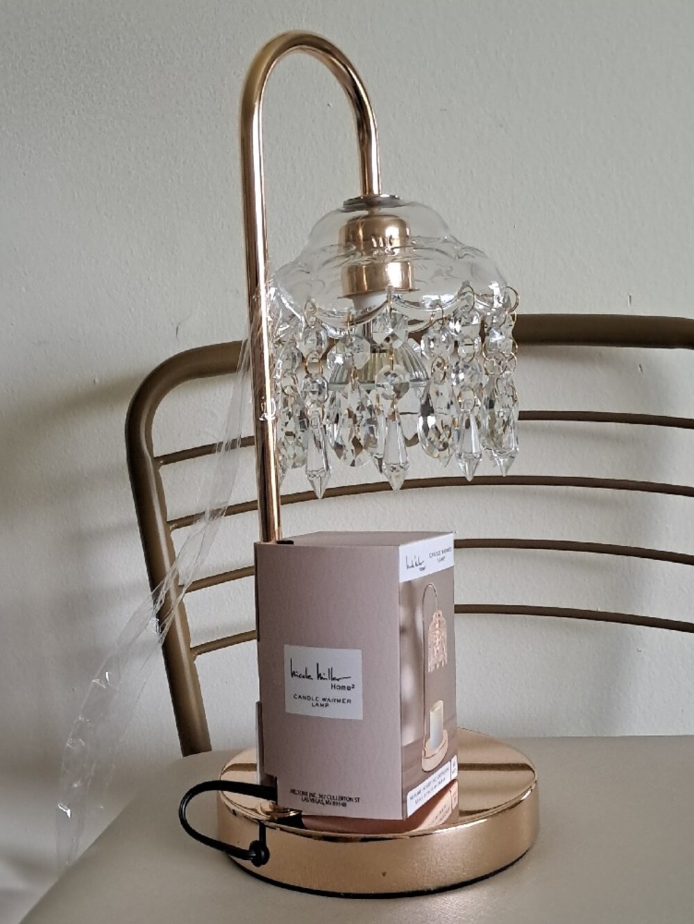 Viral!Nicole Miller Rose Gold Crystal-Trim Candle Warmer Lamp - Picture 2 of 4
